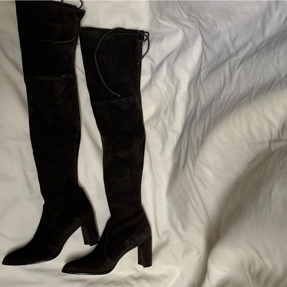 Stuart Weitzman Shoes - Stuart Weitzman Dark Slate Grey Suede Over-the-Knee Boots Size 6/36.5